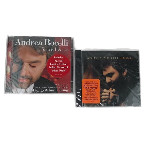 2 New 90s Andrea Bocelli CDs Sacred Arias 1999 and Sogno 1998 The Prayer - Picture 1 of 8